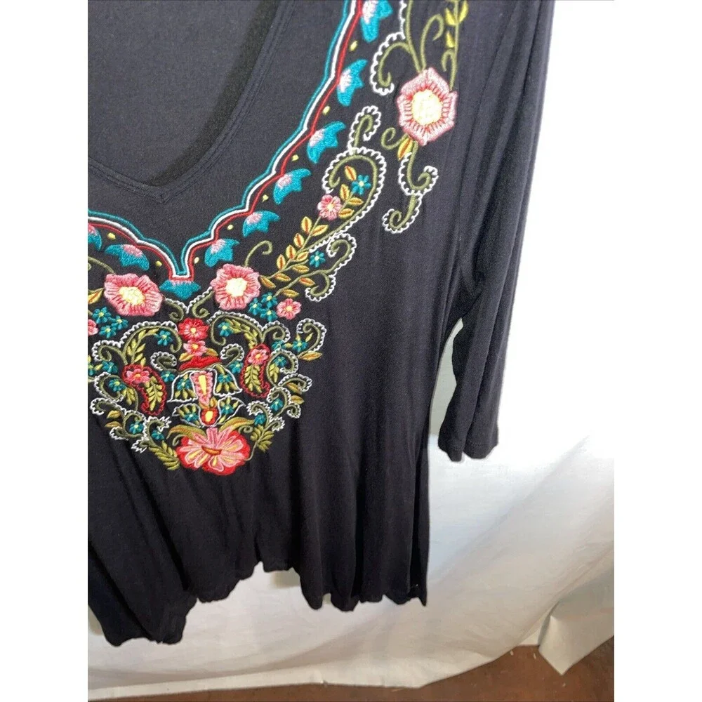 Soft Surroundings Women’s Dressy Tunic Size Small Black Embroideried Going Out